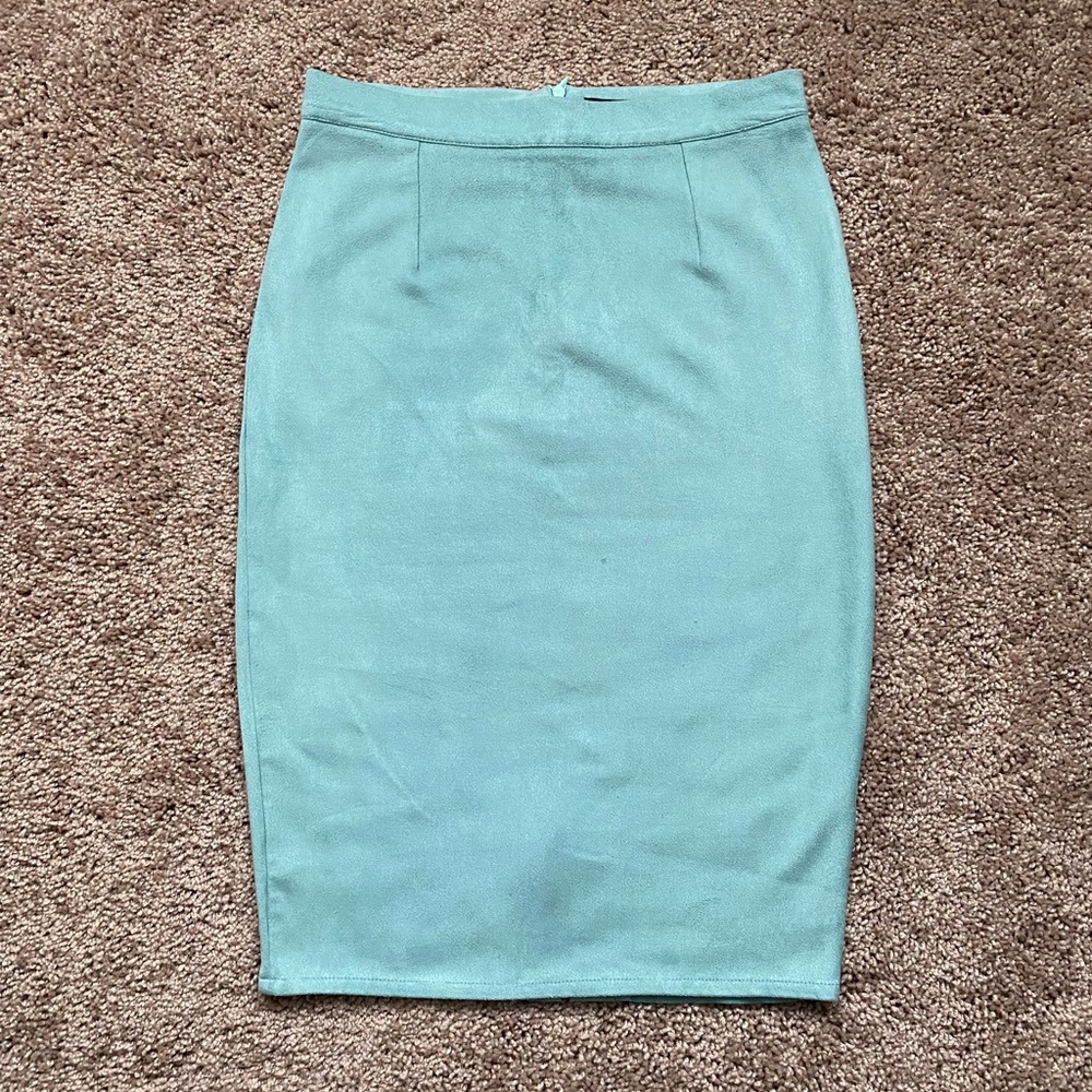 Mint Faux Suede Pencil Skirt
